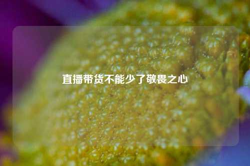 直播带货不能少了敬畏之心