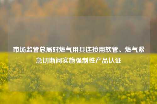 市场监管总局对燃气用具连接用软管、燃气紧急切断阀实施强制性产品认证