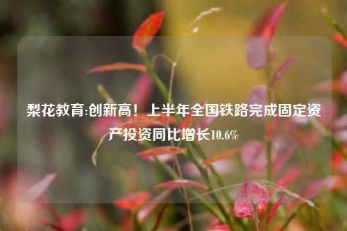 梨花教育:创新高！上半年全国铁路完成固定资产投资同比增长10.6%