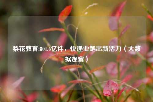 梨花教育:801.6亿件，快递业跑出新活力（大数据观察）
