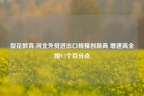 梨花教育:河北外贸进出口规模创新高 增速高全国9.7个百分点