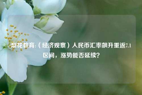 梨花教育:（经济观察）人民币汇率飙升重返7.1区间，涨势能否延续？