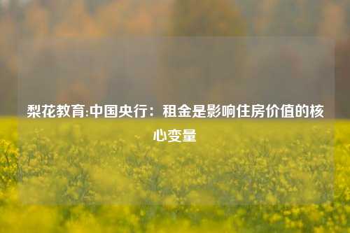 梨花教育:中国央行：租金是影响住房价值的核心变量