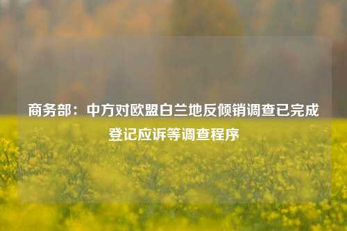 商务部：中方对欧盟白兰地反倾销调查已完成登记应诉等调查程序