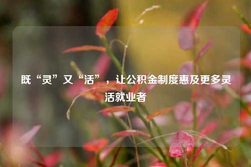 既“灵”又“活”，让公积金制度惠及更多灵活就业者