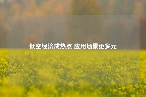 低空经济成热点 应用场景更多元