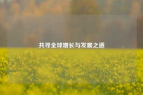 共寻全球增长与发展之道