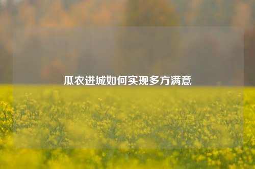 瓜农进城如何实现多方满意