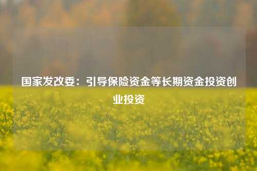 国家发改委：引导保险资金等长期资金投资创业投资