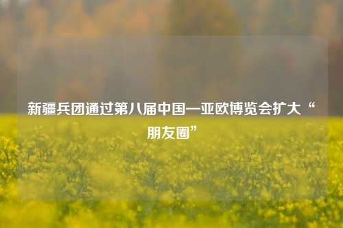 新疆兵团通过第八届中国—亚欧博览会扩大“朋友圈”