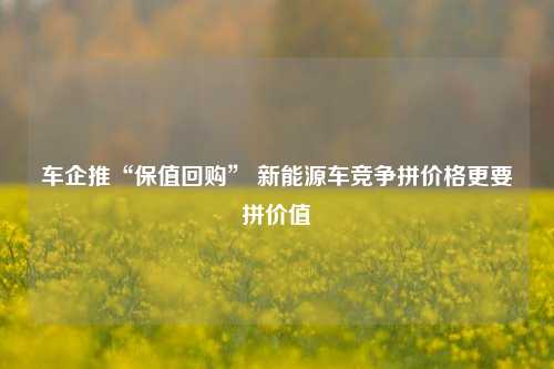 车企推“保值回购” 新能源车竞争拼价格更要拼价值