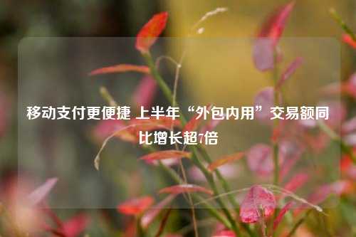 移动支付更便捷 上半年“外包内用”交易额同比增长超7倍