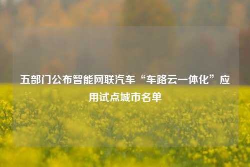五部门公布智能网联汽车“车路云一体化”应用试点城市名单