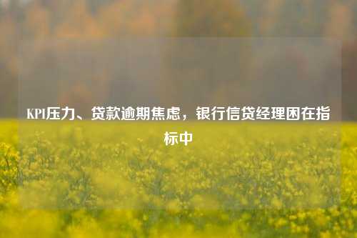 KPI压力、贷款逾期焦虑，银行信贷经理困在指标中