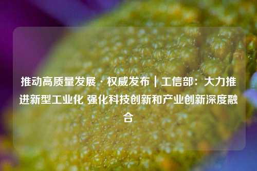 推动高质量发展·权威发布｜工信部：大力推进新型工业化 强化科技创新和产业创新深度融合