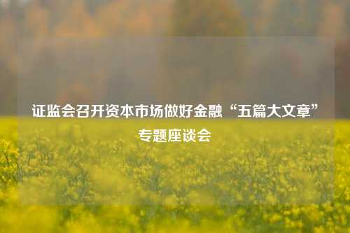 证监会召开资本市场做好金融“五篇大文章”专题座谈会