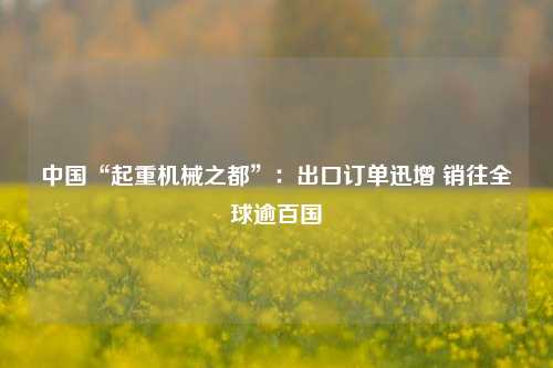 中国“起重机械之都”：出口订单迅增 销往全球逾百国