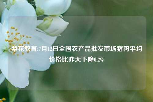 梨花教育:7月12日全国农产品批发市场猪肉平均价格比昨天下降0.2%