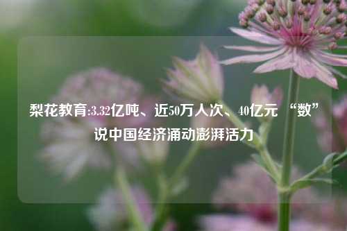 梨花教育:3.32亿吨、近50万人次、40亿元 “数”说中国经济涌动澎湃活力