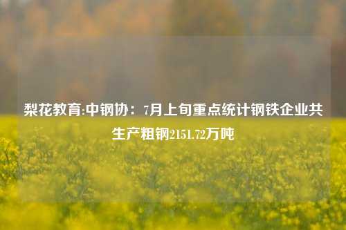 梨花教育:中钢协：7月上旬重点统计钢铁企业共生产粗钢2151.72万吨
