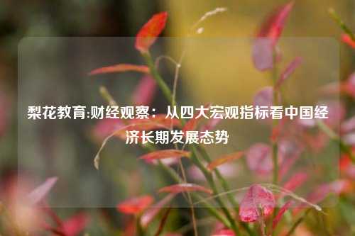 梨花教育:财经观察：从四大宏观指标看中国经济长期发展态势