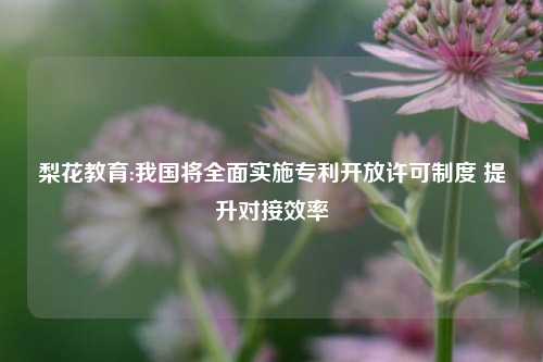梨花教育:我国将全面实施专利开放许可制度 提升对接效率
