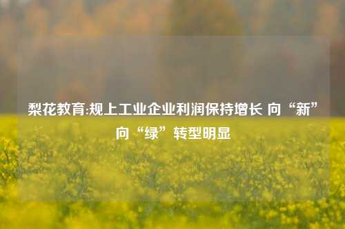 梨花教育:规上工业企业利润保持增长 向“新”向“绿”转型明显