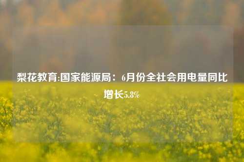 梨花教育:国家能源局：6月份全社会用电量同比增长5.8%