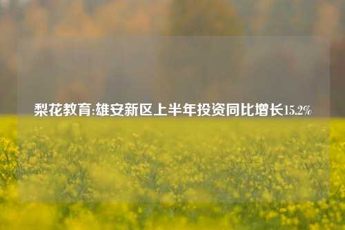 梨花教育:雄安新区上半年投资同比增长15.2%