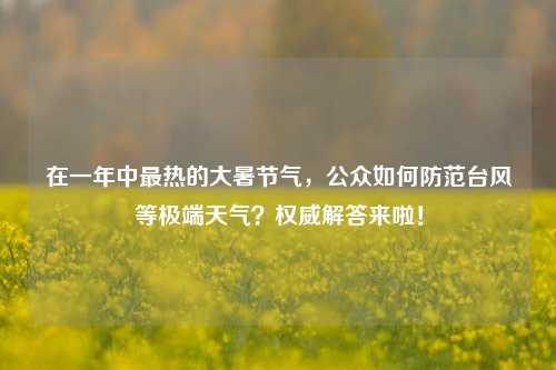 在一年中最热的大暑节气，公众如何防范台风等极端天气？权威解答来啦！