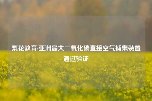 梨花教育:亚洲最大二氧化碳直接空气捕集装置通过验证
