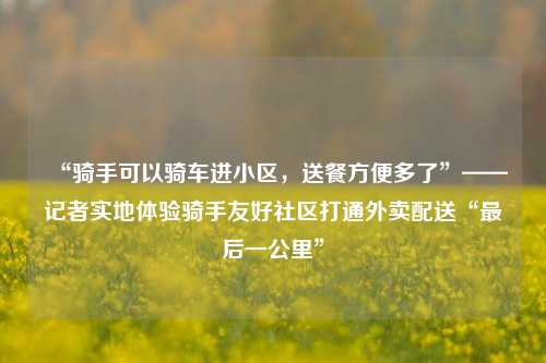 “骑手可以骑车进小区，送餐方便多了”——记者实地体验骑手友好社区打通外卖配送“最后一公里”