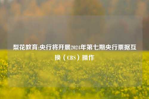 梨花教育:央行将开展2024年第七期央行票据互换（CBS）操作