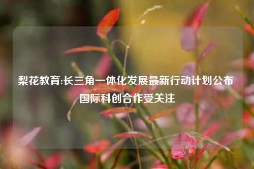 梨花教育:长三角一体化发展最新行动计划公布 国际科创合作受关注