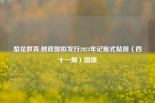 梨花教育:财政部拟发行2024年记账式贴现（四十一期）国债