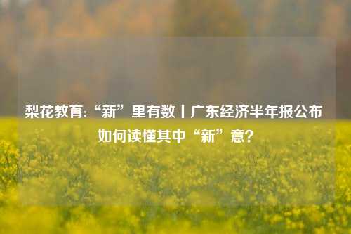 梨花教育:“新”里有数丨广东经济半年报公布 如何读懂其中“新”意？