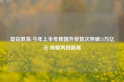 梨花教育:今年上半年我国外贸首次突破21万亿元 规模再创新高
