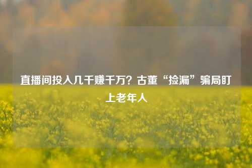 直播间投入几千赚千万？古董“捡漏”骗局盯上老年人