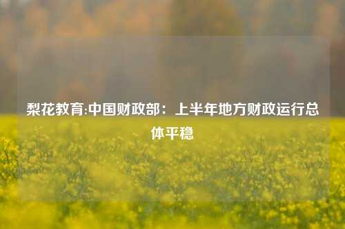 梨花教育:中国财政部：上半年地方财政运行总体平稳