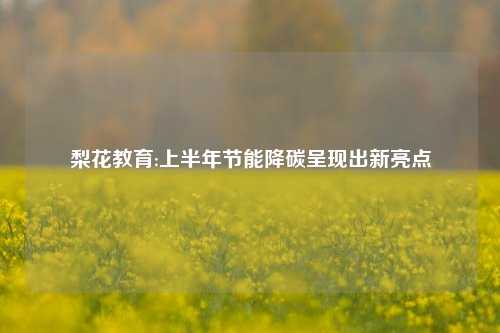 梨花教育:上半年节能降碳呈现出新亮点
