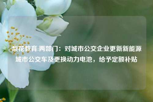 梨花教育:两部门：对城市公交企业更新新能源城市公交车及更换动力电池，给予定额补贴