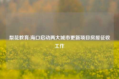 梨花教育:海口启动两大城市更新项目房屋征收工作
