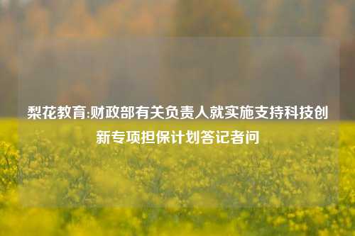 梨花教育:财政部有关负责人就实施支持科技创新专项担保计划答记者问