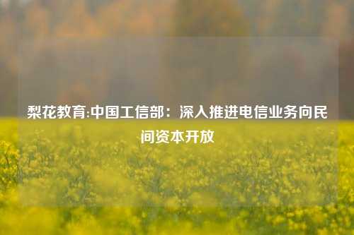 梨花教育:中国工信部：深入推进电信业务向民间资本开放