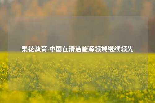 梨花教育:中国在清洁能源领域继续领先