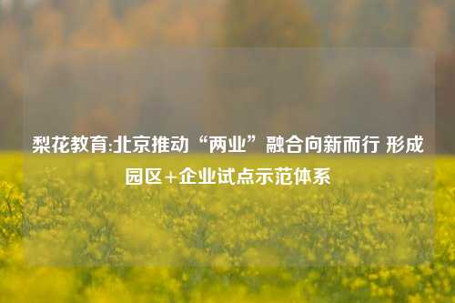 梨花教育:北京推动“两业”融合向新而行 形成园区+企业试点示范体系