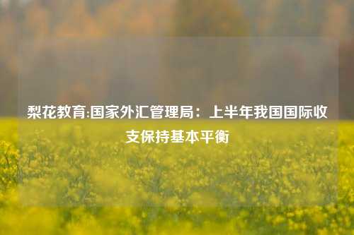 梨花教育:国家外汇管理局：上半年我国国际收支保持基本平衡