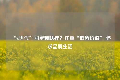 “Z世代”消费观啥样？注重“情绪价值” 追求品质生活