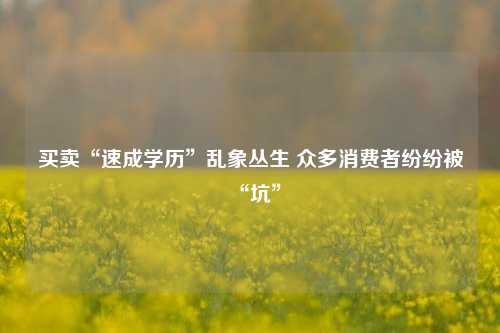 买卖“速成学历”乱象丛生 众多消费者纷纷被“坑”